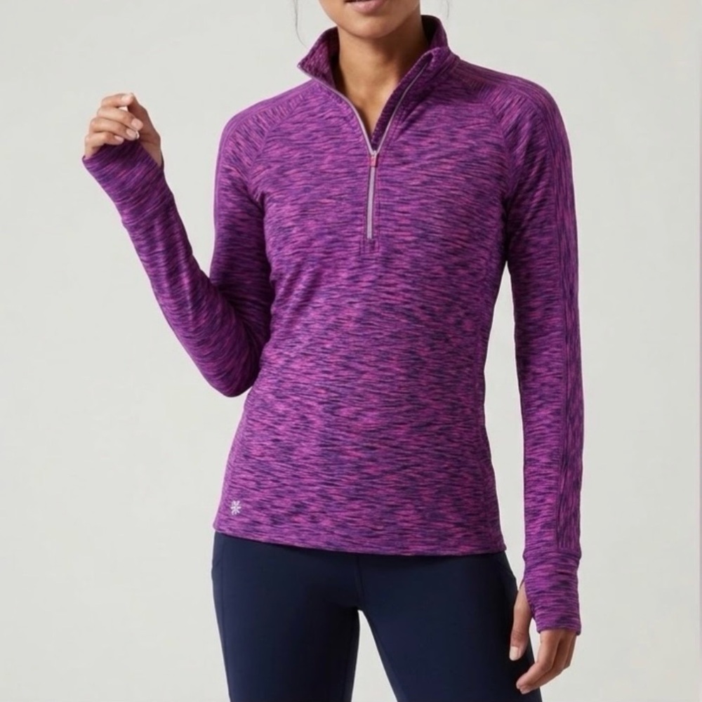 Athleta Mendoza Purple Half Zip Pullover with Thumb Holes